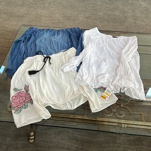 Three of the shoulder tops, two are brand new with tags